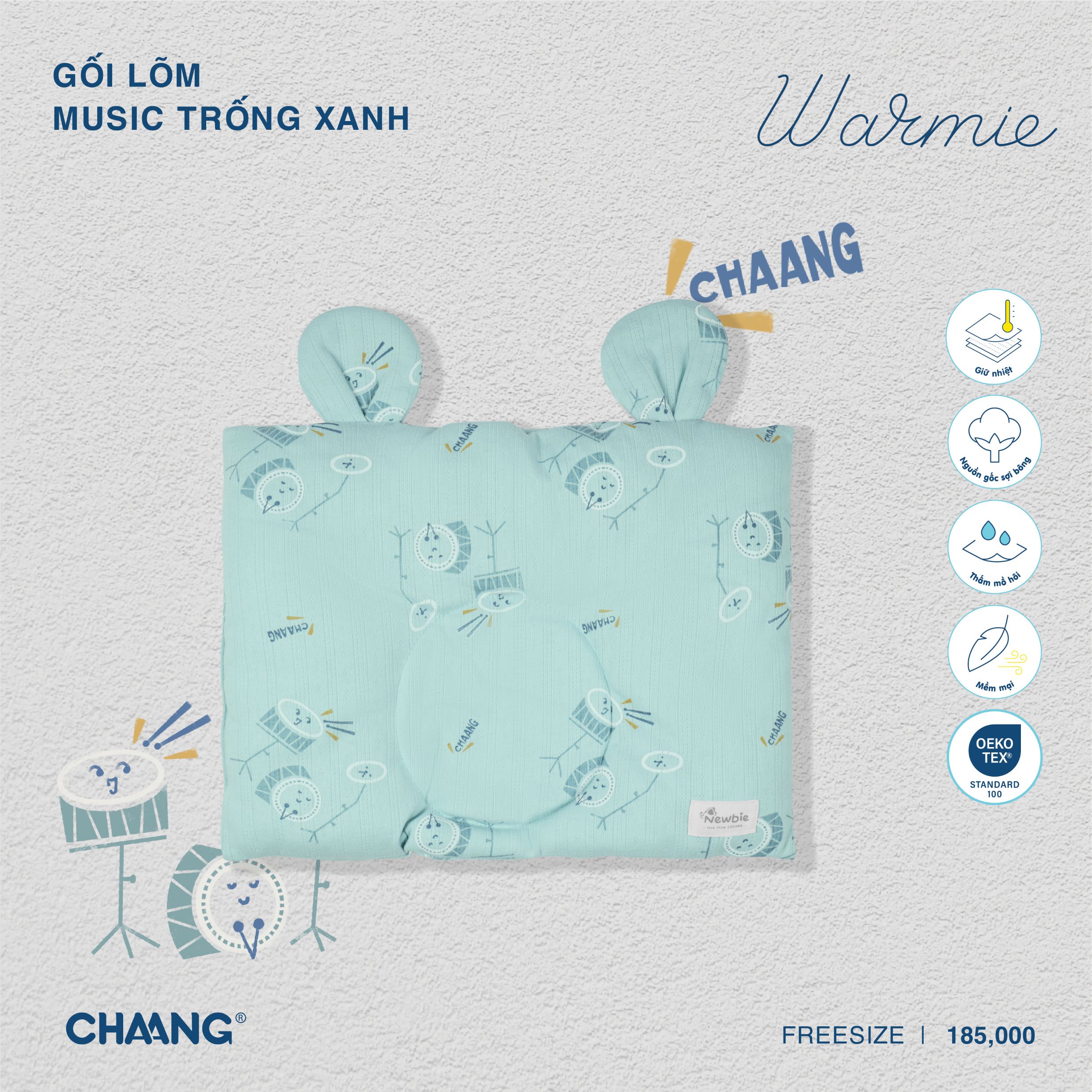 [CHAANG] Gối lõm cho bé sơ sinh Music Chaang