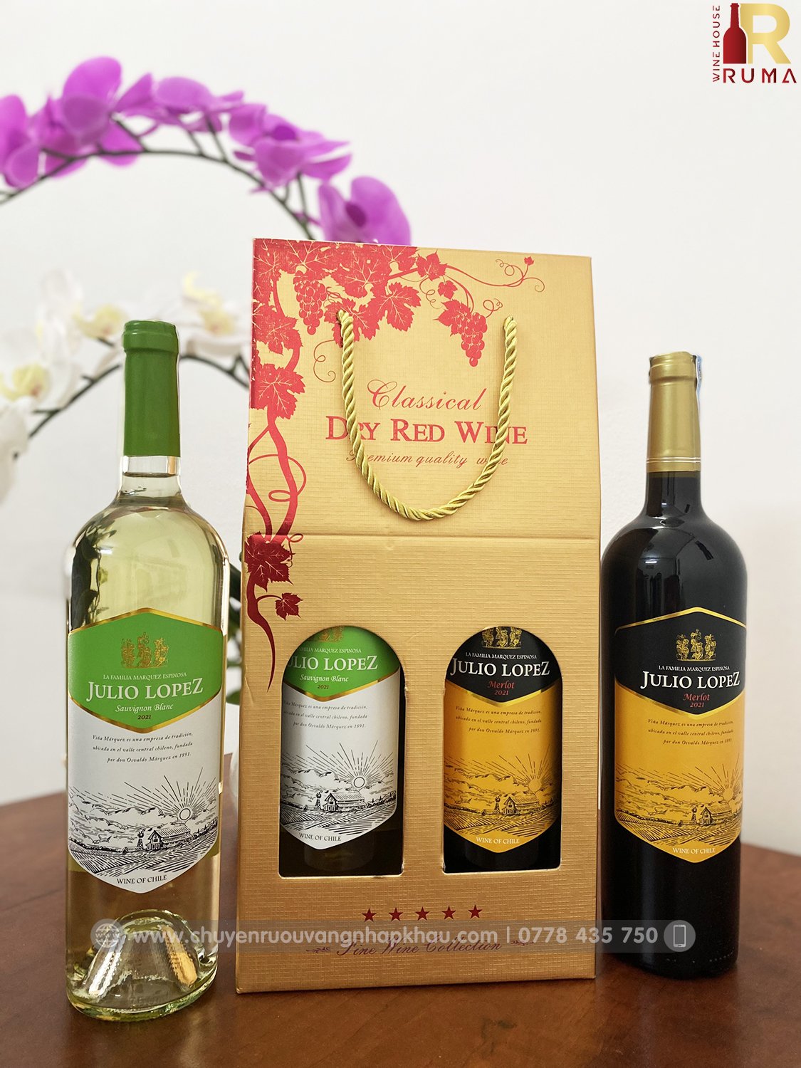 Set 2 chai vang Chile Julio Lopez nhập khẩu chính hãng - TG