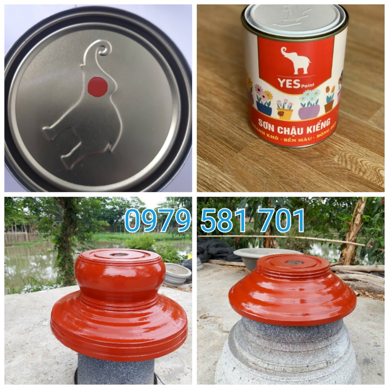 Sơn Chậu Kiểng Màu Đỏ Chu Lon 800gr