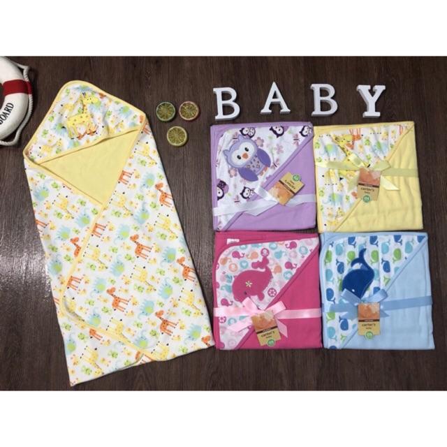 chăn ủ carter 2 lớp cotton xuất dư dày dặn cho bé