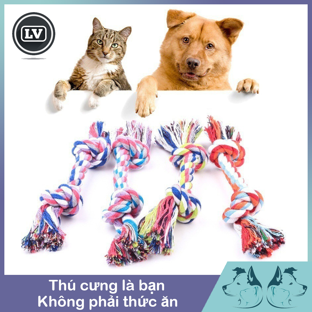 Đồ chơi gặm bằng dây cotton giúp làm sạch răng thú cưng size đại - Phụ kiện Long Vũ