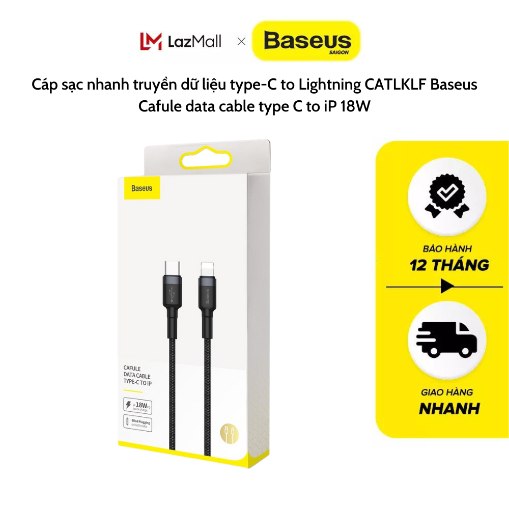 Cáp sạc nhanh, truyền dữ liệu type-C to Lightning CATLKLF Baseus Cafule data cable type C to iP 20W