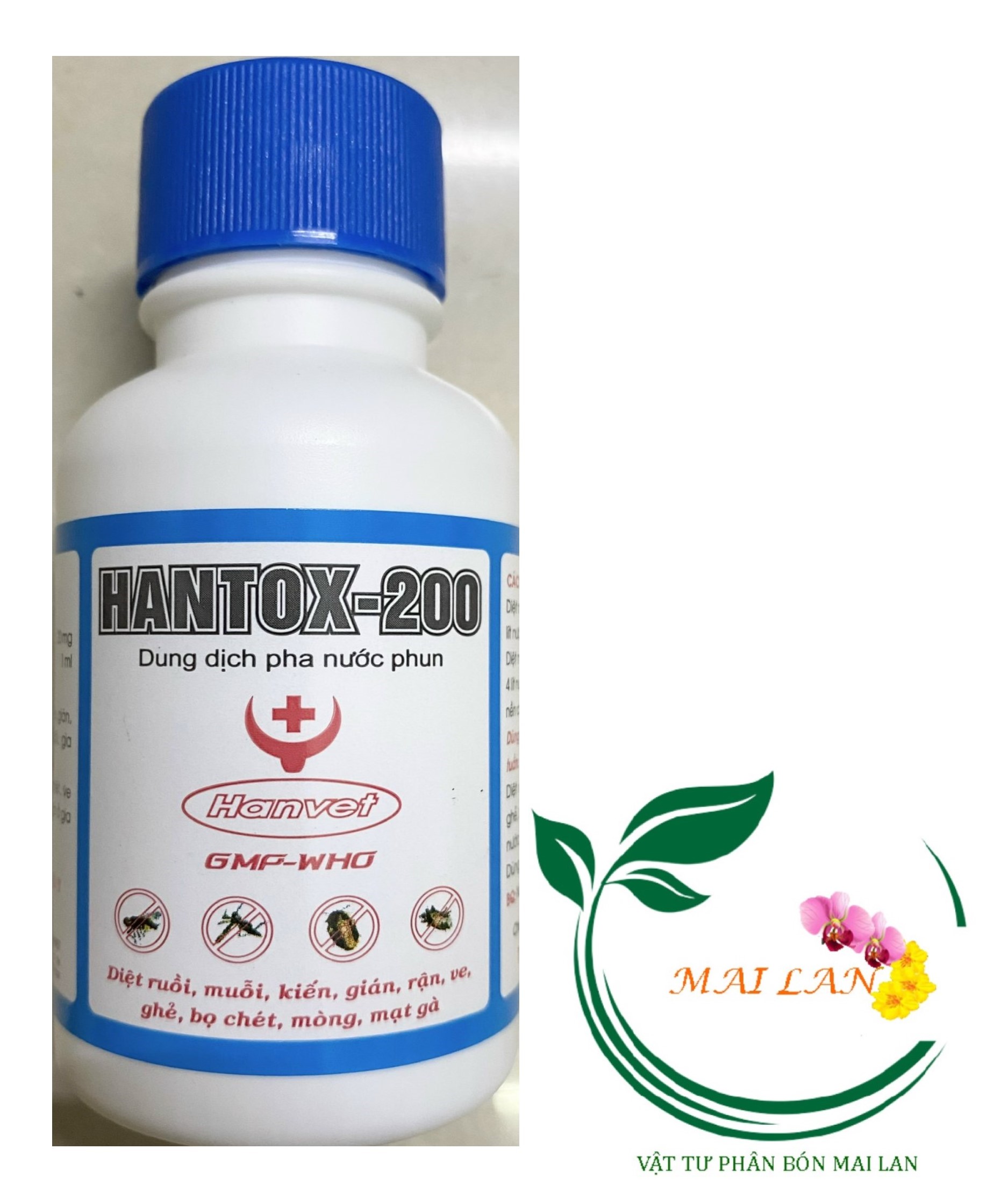 Diệt côn trùng hantox-200 - diệt ruồi, muỗi, kiến, gián, rận, ve, ghẻ, bọ chét, mòng, mạt gà - #069b# 100ml