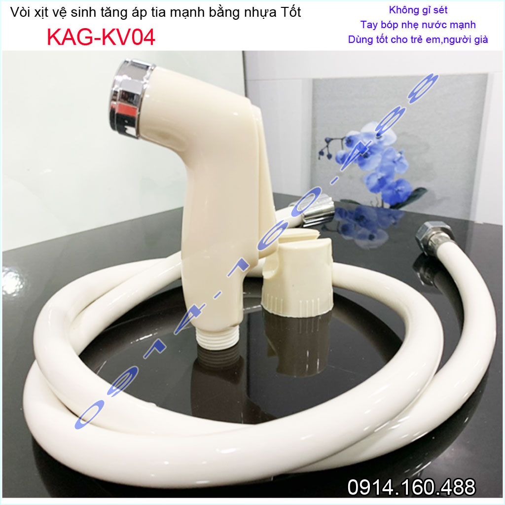 [HCM]Vòi xịt bồn cầu KAG-KV04 màu kem, vòi xịt rửa  ấn tay nhà tắm, vòi xịt vệ sinh tia nước mạnh siêu sạch sử dụng tốt