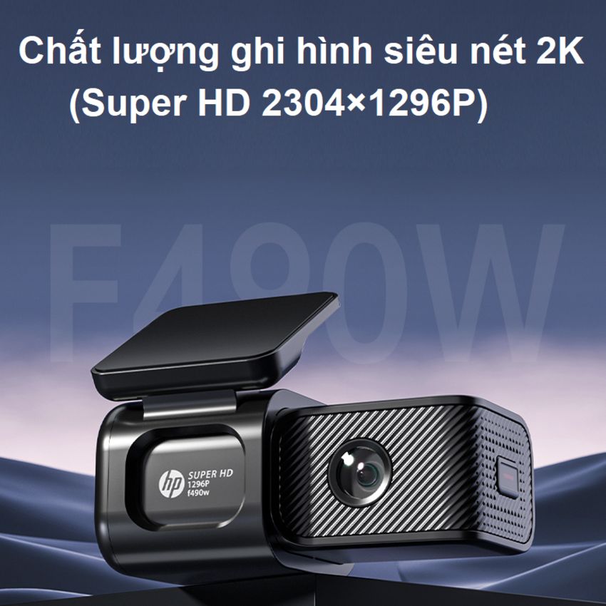 Camera hành trình ô tô độ phân giải 2K, Wifi thương hiệu HP F490W cao cấp