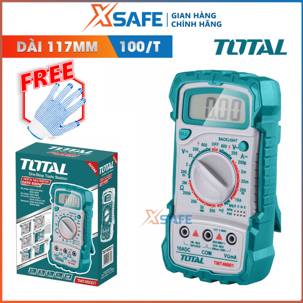 Bảng giá Đồng hồ đo điện vạn năng TOTAL TMT46001 có tính ứng dụng cao Thiết bị điện vạn năng chất liệu cao cấp màn hình LCD 1999 số đếm -   [CHÍNH HÃNG][XSAFE]
