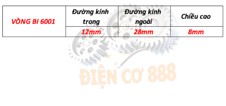 Vòng bi 6001 12x28x8 (BEARING 6001)