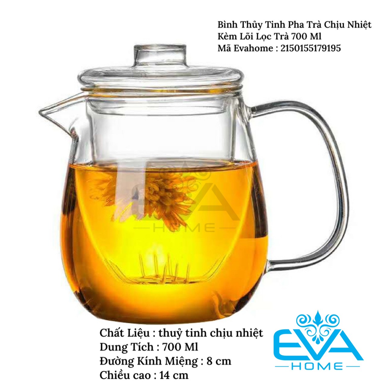 Bình lọc trà thuỷ tinh / bình pha trà kèm lõi lọc thuỷ tinh chịu nhiệt cao cấp duck bill teapot 550 ml