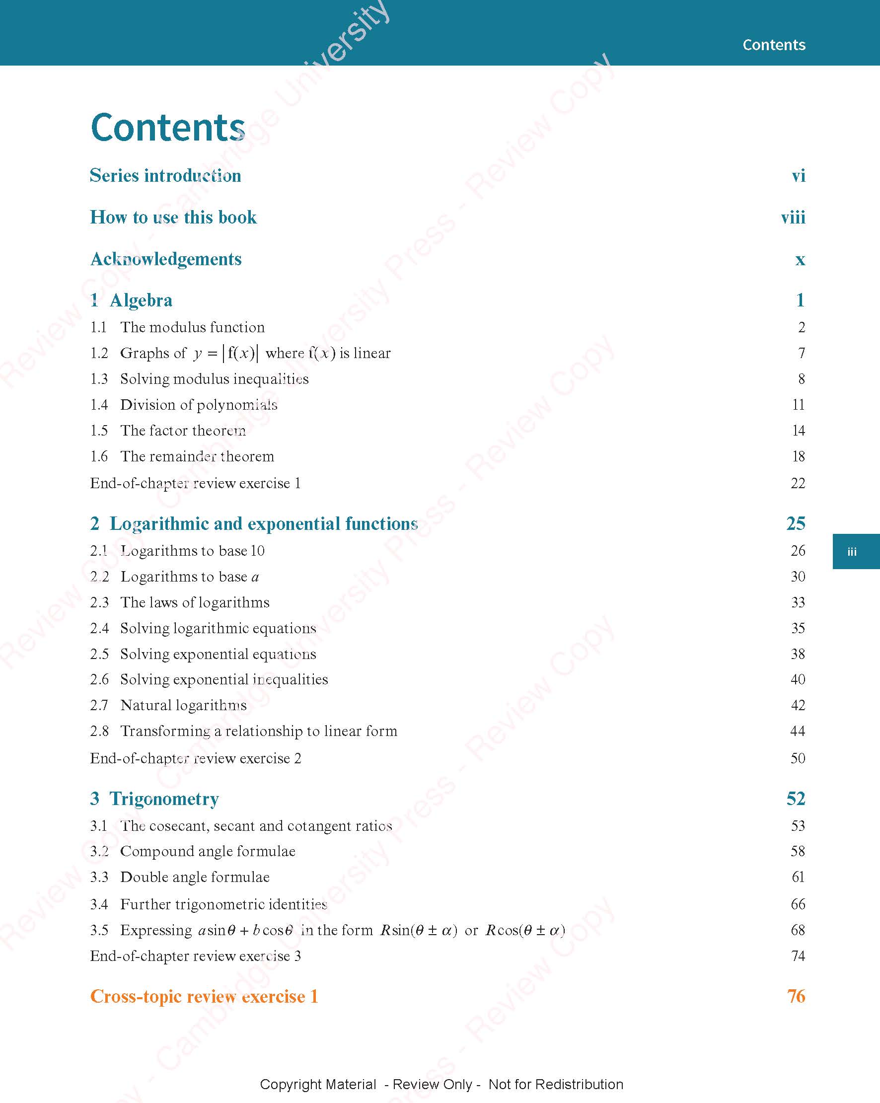 Cambridge International AS  A Level Mathematics Pure Mathematics 2  3 Coursebook (Sách màu)