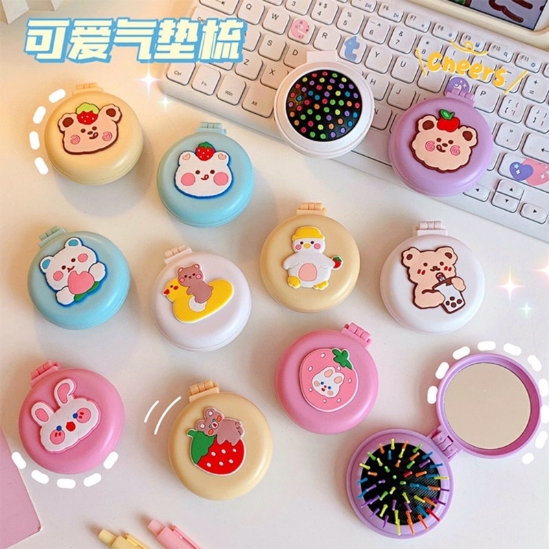Gương Mini Kèm Lược Massage Gấp Gọn