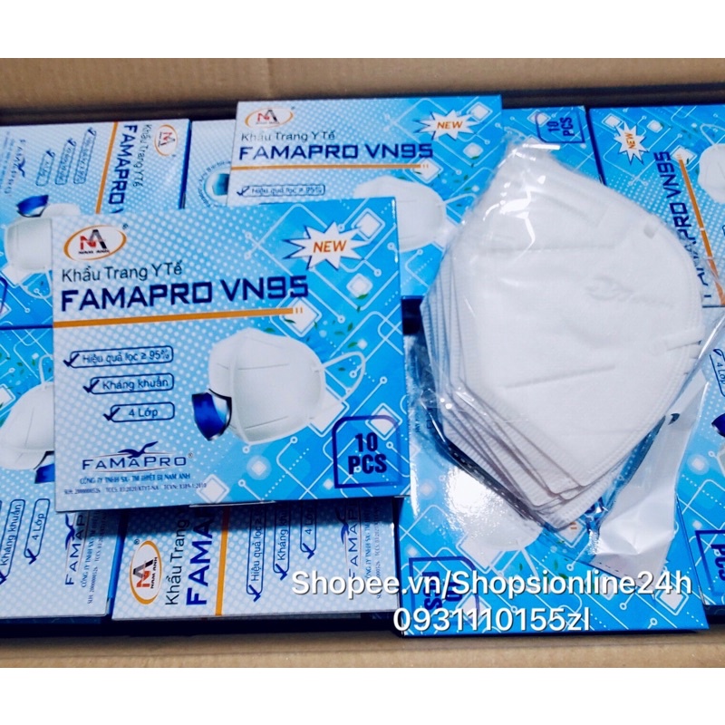 ✅ Hộp 10 cái khẩu trang y tế cao cấp VN95, N95, 3M Famapro Nam Anh chính hãng