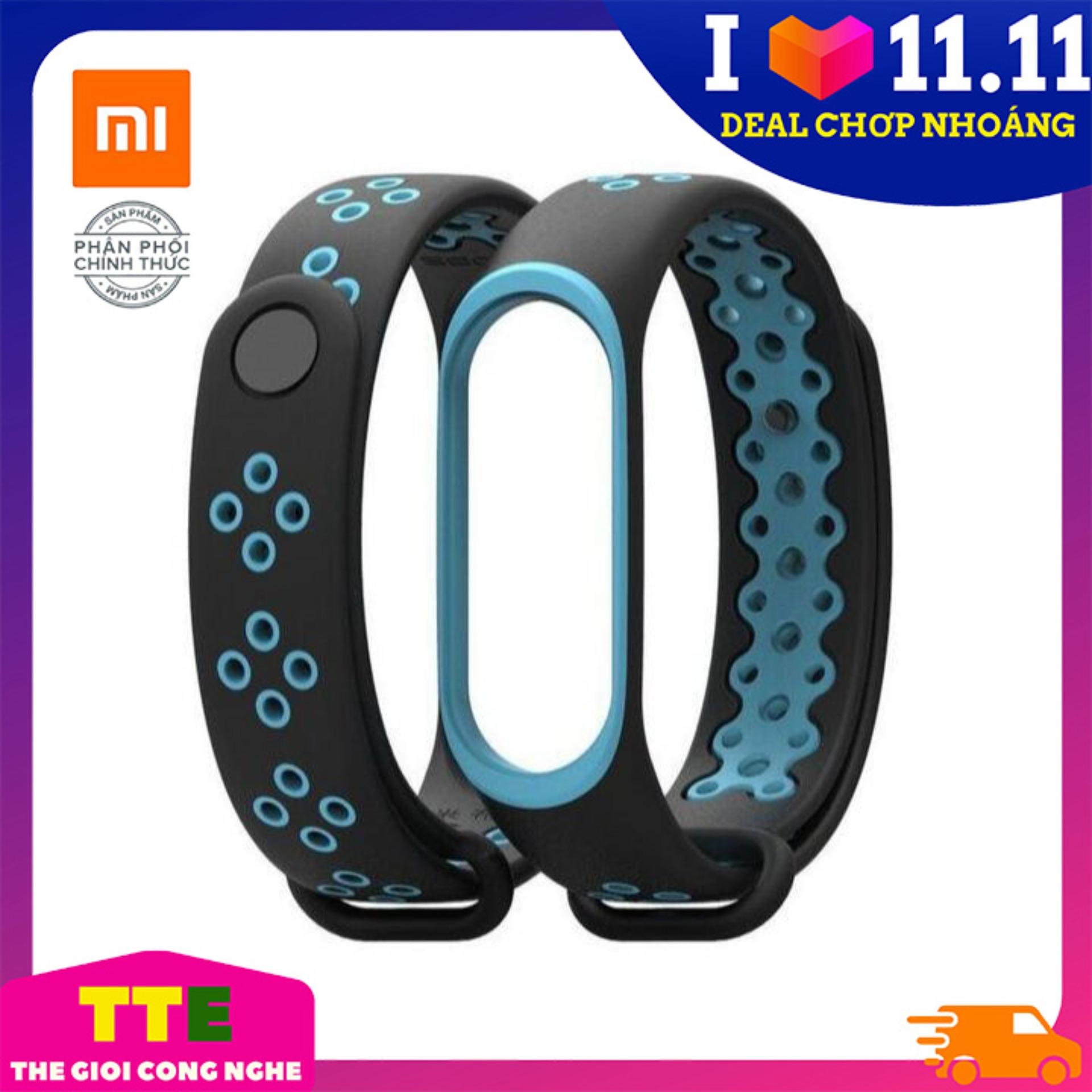 MIBAND 3/4 Dây Thay Thế Đồng Hồ - Dáng thể thao (Đen - Xanh Dương) - TTE