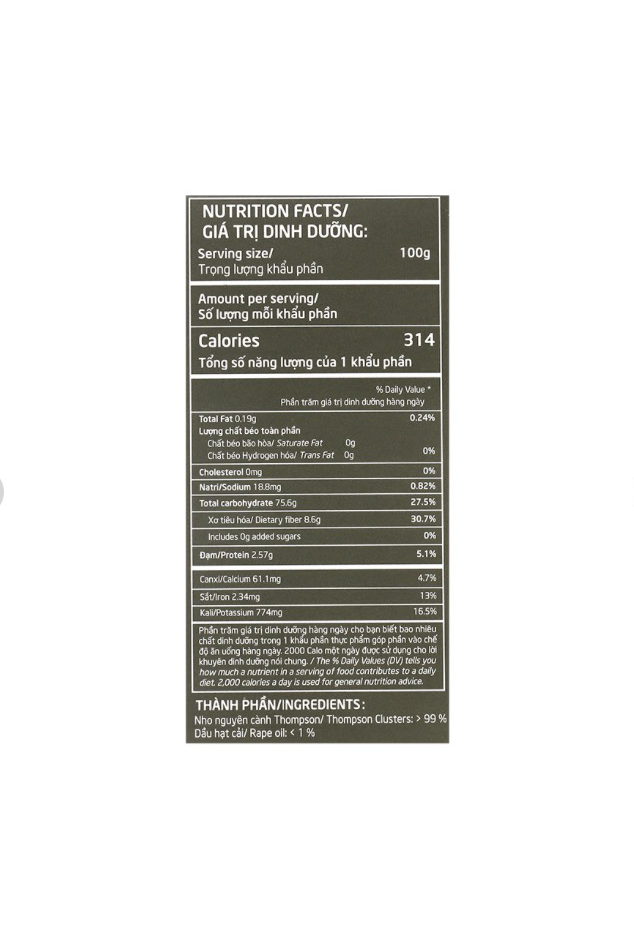 [HCM]Nho khô nhập khẩu Úc - THOMPSON Hộp 450 gr