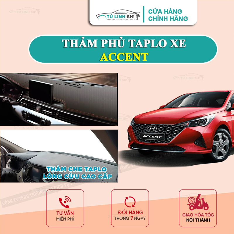 Thảm taplo ACCENT chính hãng MINCAR hoặc bằng lông Cừu 3 lớp và Da Cacbon