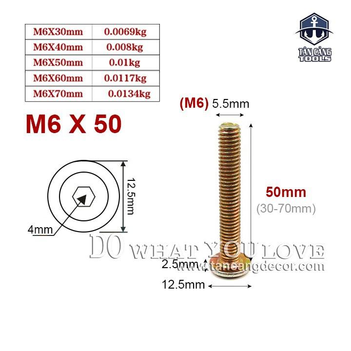 1 Túi 25 Con Bulong Lục Giác Chìm ( nhiều kích thước)