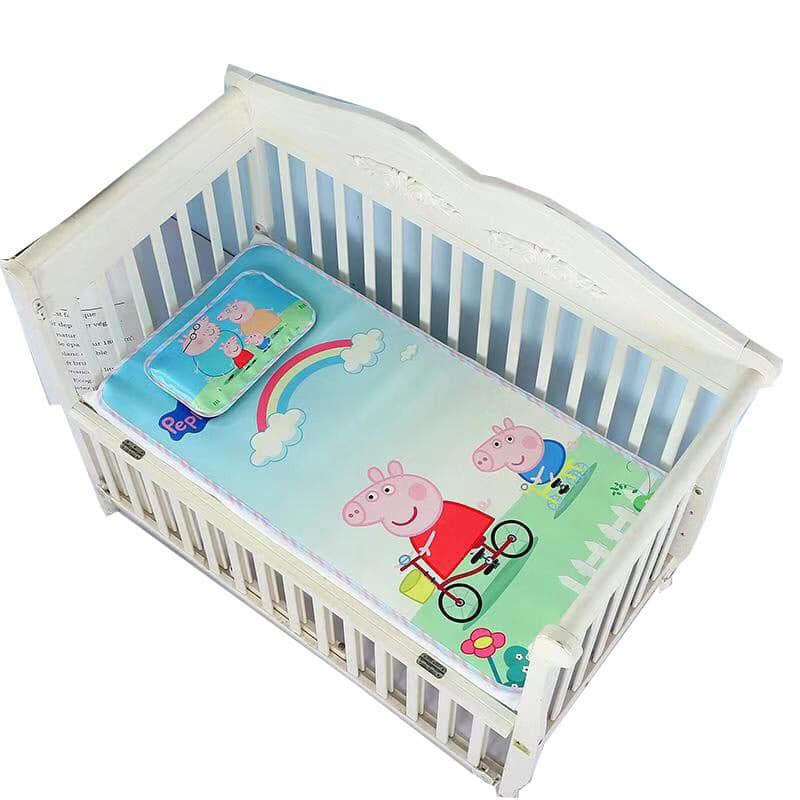[tặng kèm gối]Chiếu lụa điều hòa kèm gối họa tiết siêu xinh cho bé