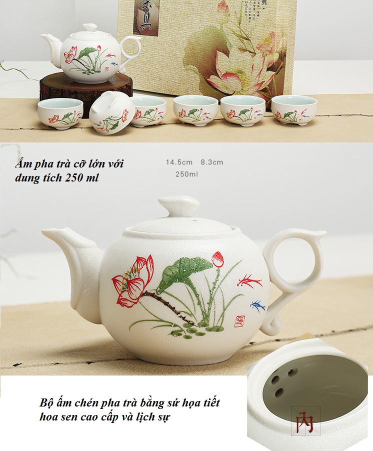 Bộ ấm chén sứ pha trà đạo cao cấp