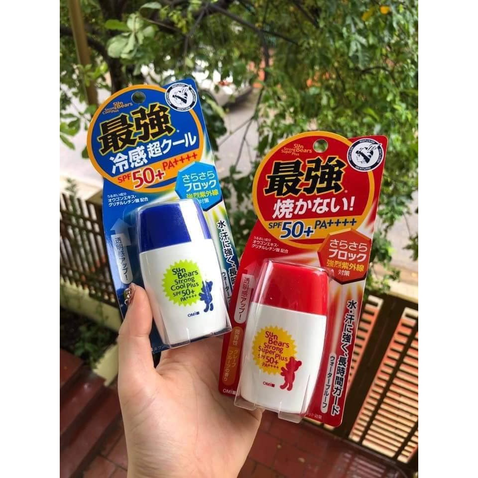 Kem Chống Nắng Omi Sun bear Strong Xanh/Đỏ 30g SPF50+ PA++++ Nhật Bản