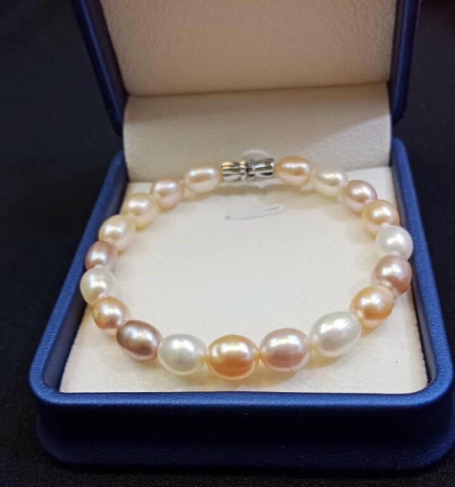 Chuỗi giọt nước-Chuỗi tay ngọc trai nuôi phú quốc 6ly phối màu thời trang,quà tặng ý nghĩa.