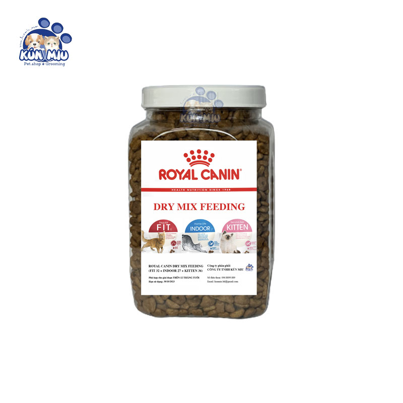 [Hoàn Tiền 10%] Thức ăn cho mèo Royal Canin Mix tổng hợp từ 3 loại Kitten, Fit, Indoor  Hộp 1kg