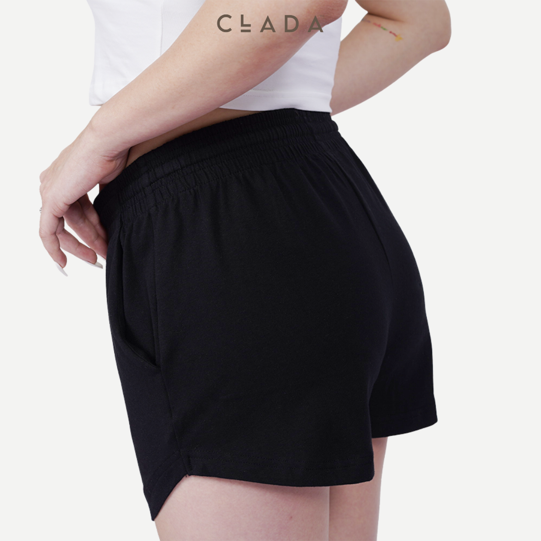 Quần short nữ lưng cao thương hiệu CLADA - Đen