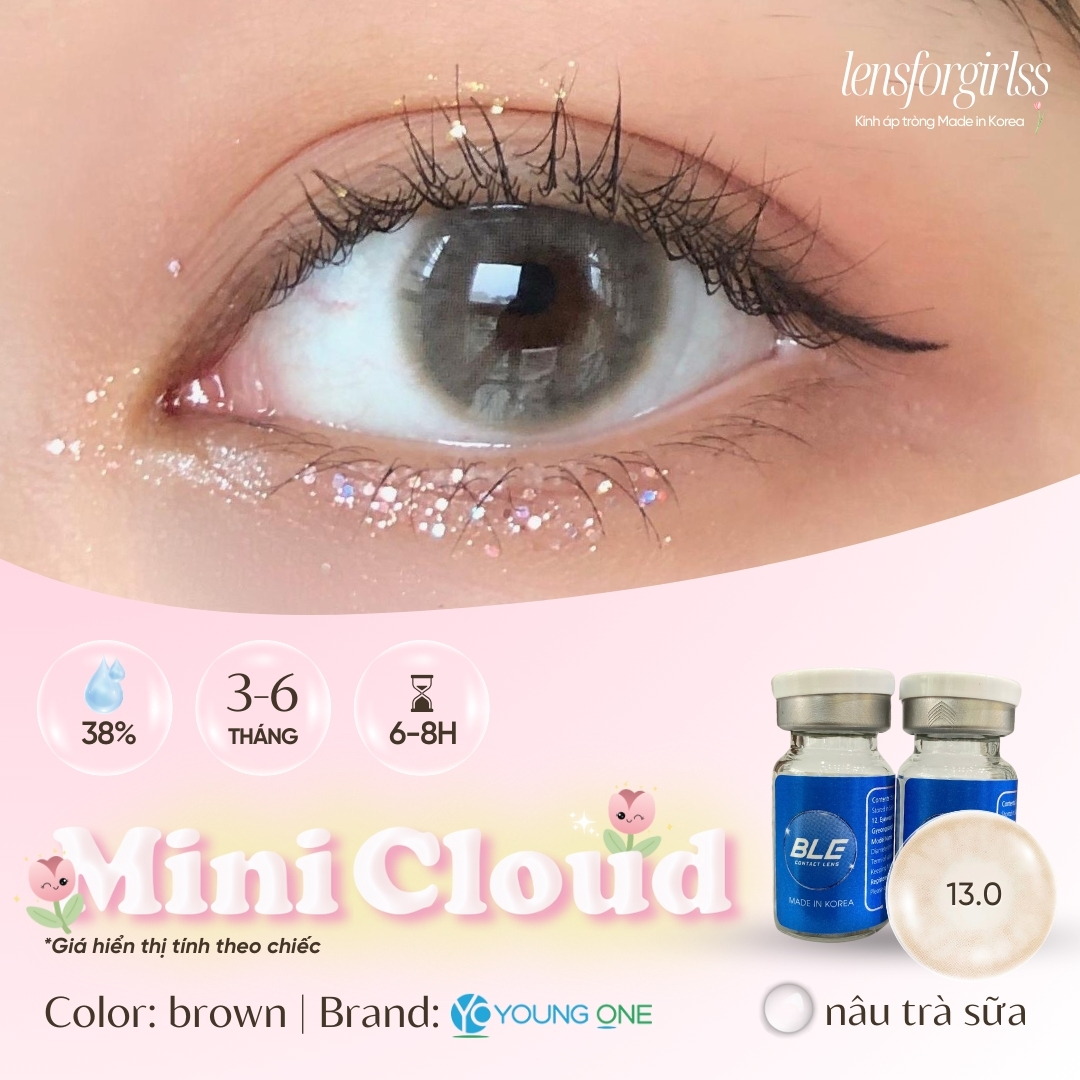 [Mã LazXuHuong02 - giảm 25k đơn từ 199k] Kính áp tròng nâu trà sữa MINI CLOUD - Made in Korea | HSD 3-6 tháng | Lens cận | LENSFORGIRLSS