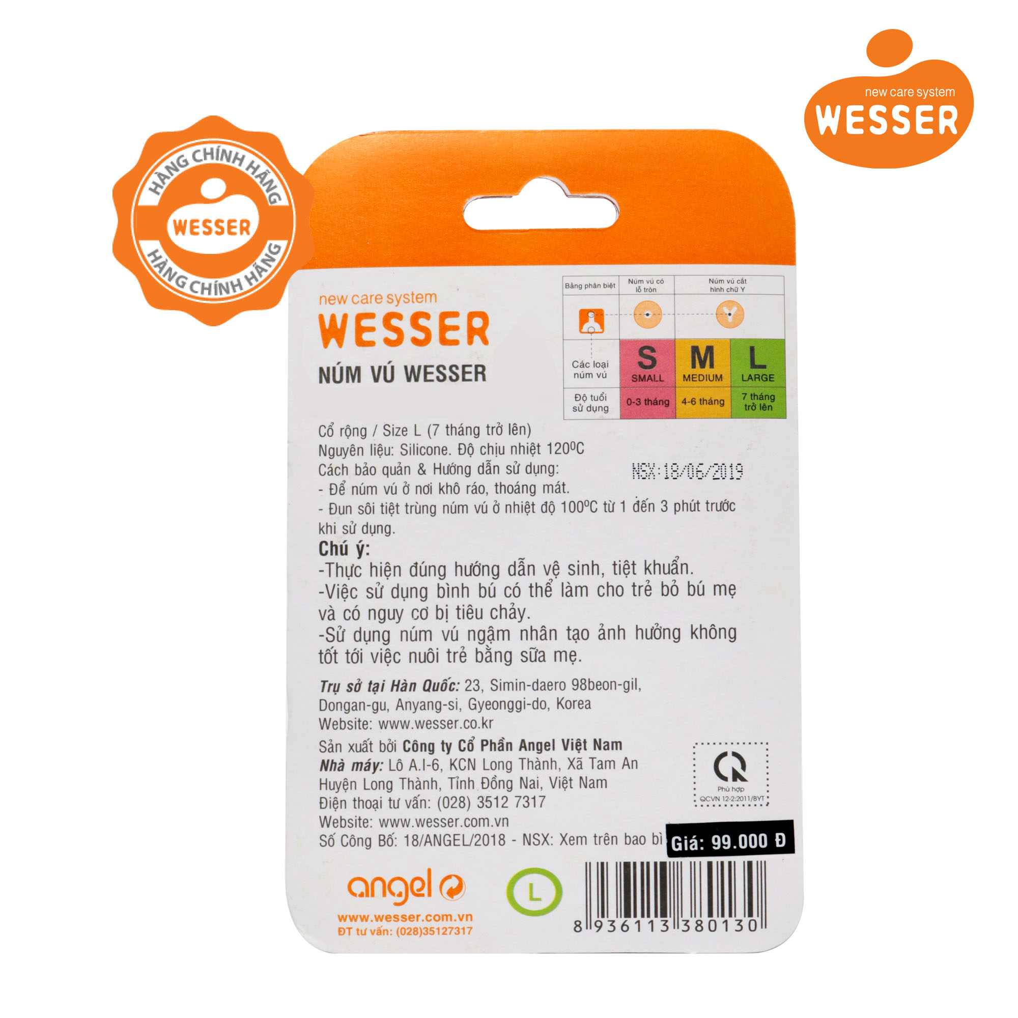 Núm vú Wesser Cổ rộng Size L