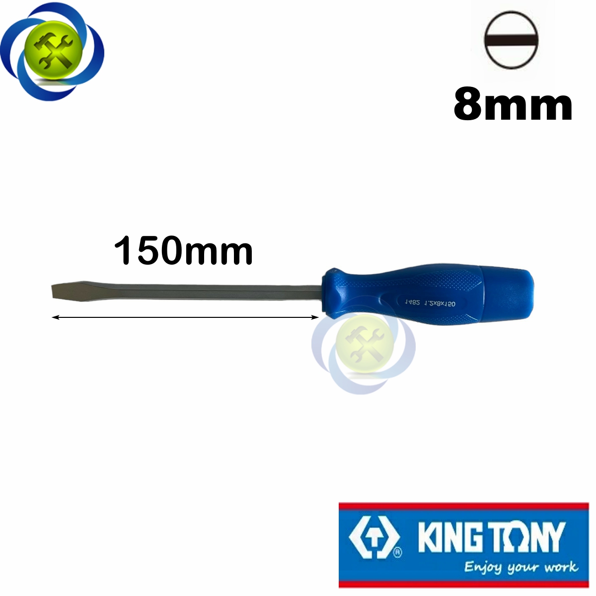 Vít đóng dẹp kingtony 14820806 1.2 x 8 x 150mm cán xanh