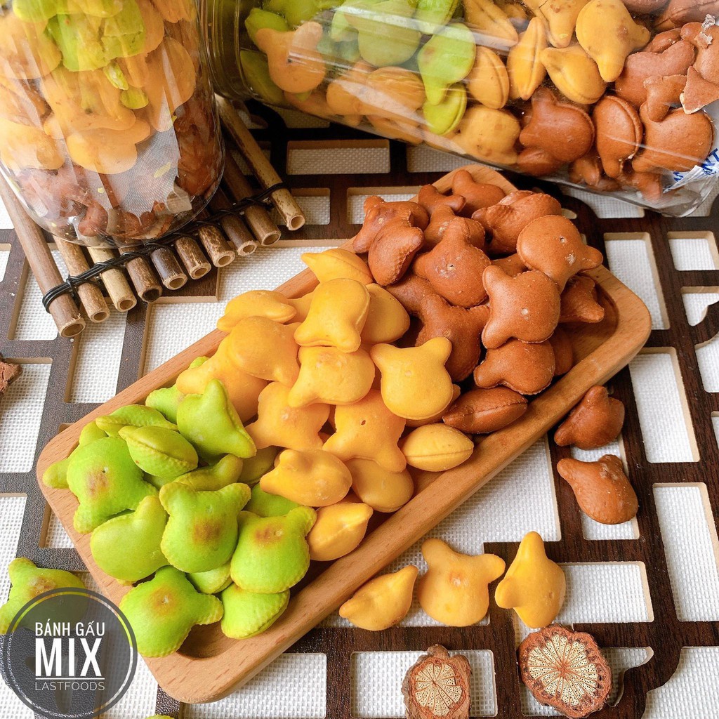 (Combo 2 hủ ) 700g BÁNH GẤU MIX 3 VỊ (350g/hũ)