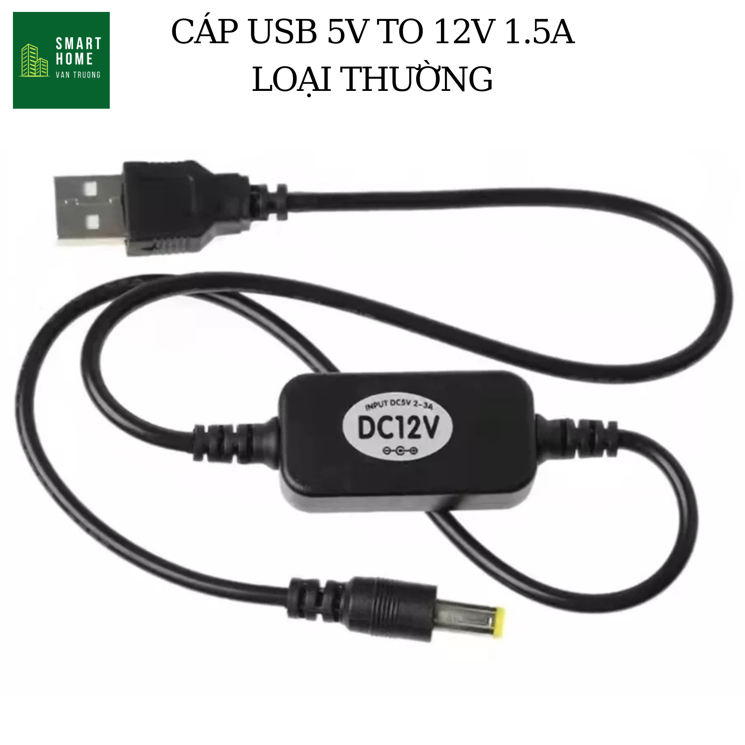 Cáp chuyển đổi điện áp 5v sang 12v - 1,5A (dùng cho modem Wifi 1,5A trở xuống - Cúp điện vẫn có Wifi)