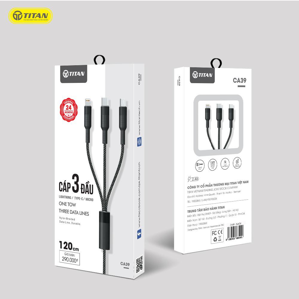 Cáp Sạc 3 Đầu TITAN CA39 / CA40 Độ Dài 1M2