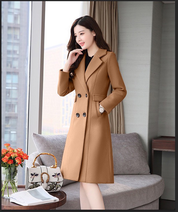 ÁO KHOÁC DẠ CỔ VEST DÁNG DÀI PHỐI NÚT - QC450875