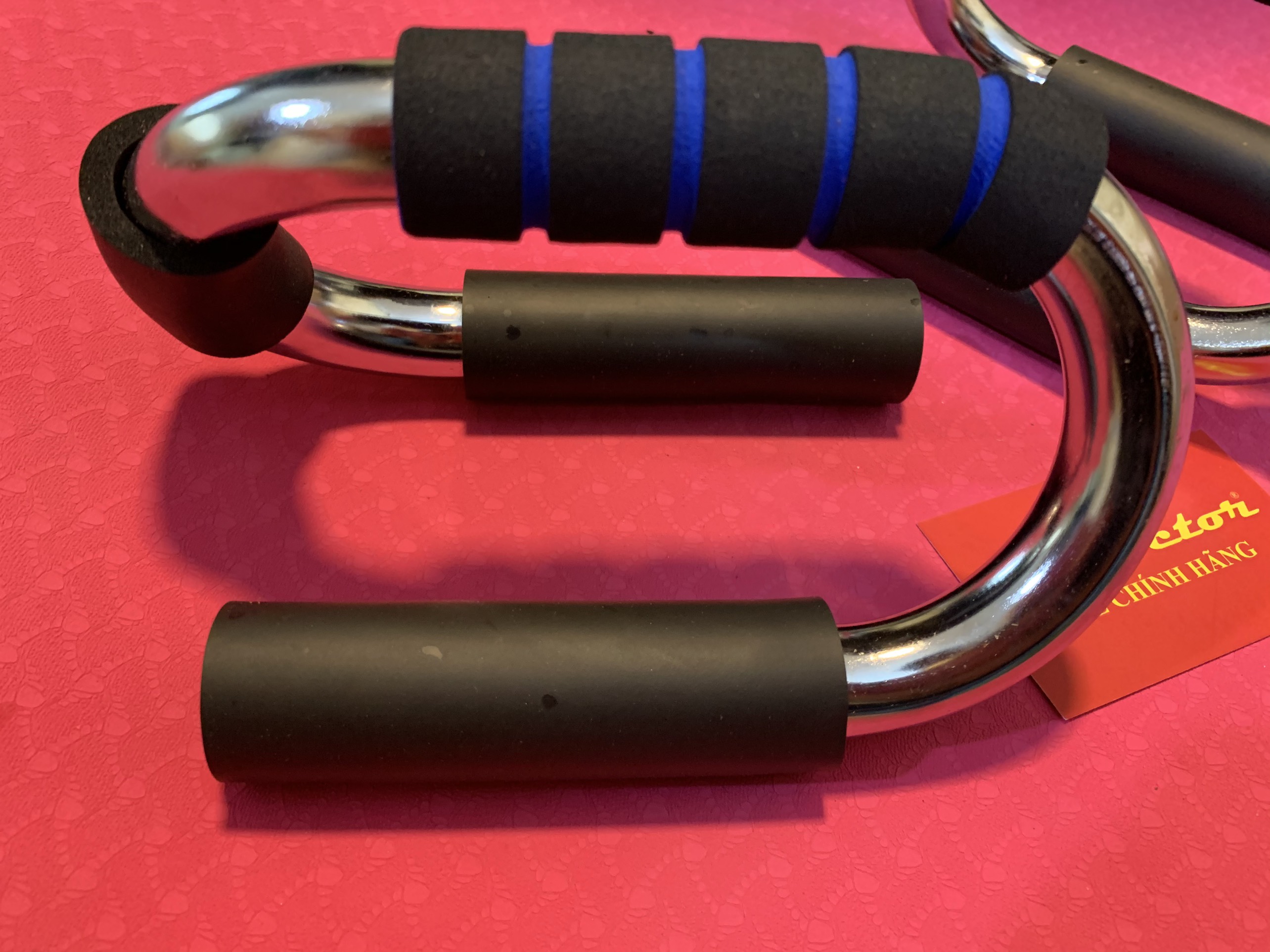 Bộ Dụng Cụ Hít Đất Chống Đẩy Siêu Bền Chịu Lực Chính Hãng - Bằng Thép Khung To Bản 22mm - Màu Viền Xanh