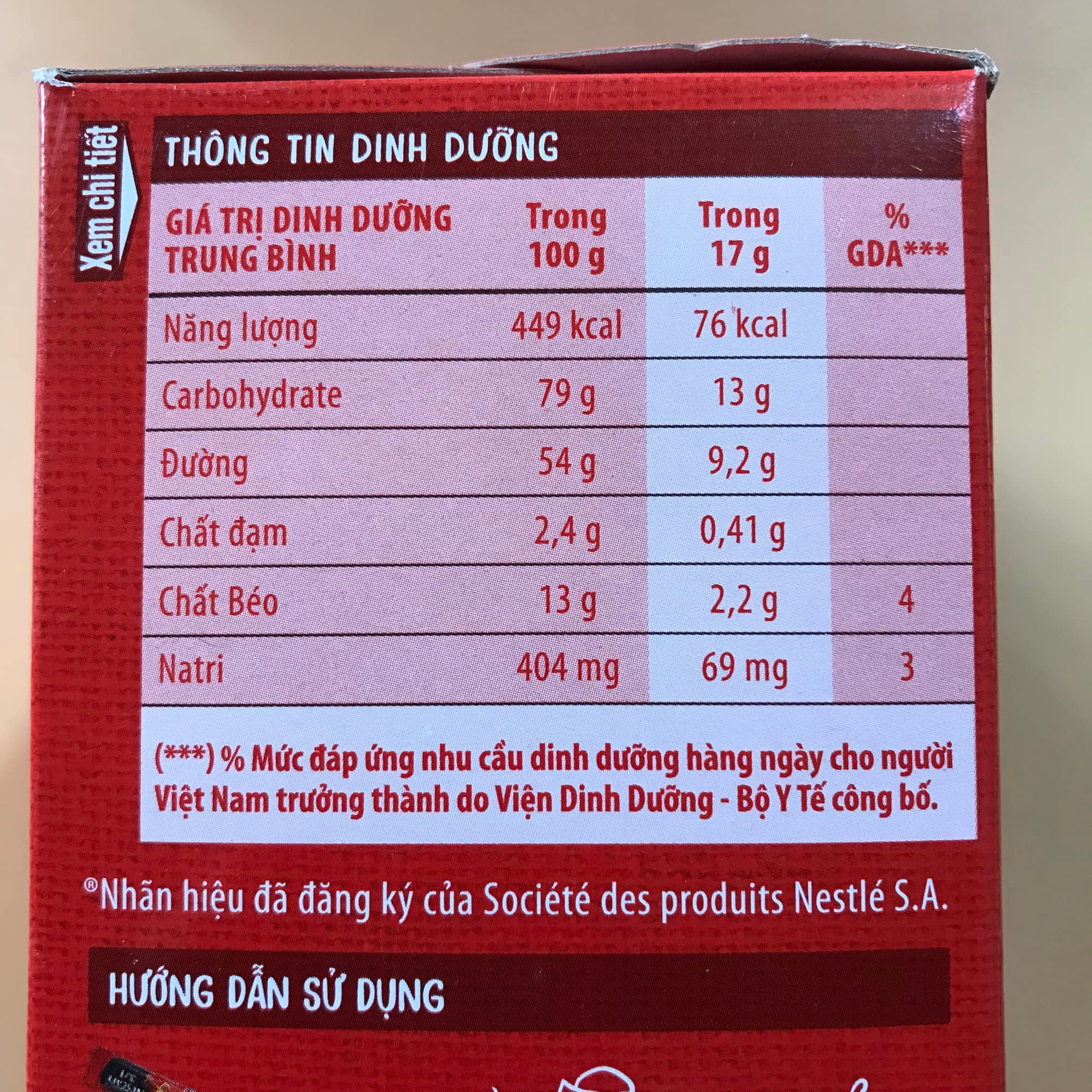 Cafe sữa - cà phê hòa tan Nescafé 3 trong 1 (hộp 20 gói * 17g)