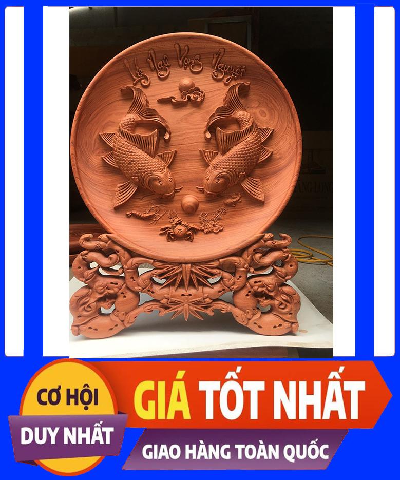 Đĩa Gỗ Hương Phong Thủy Chạm Khắc Tinh Xảo 32cm