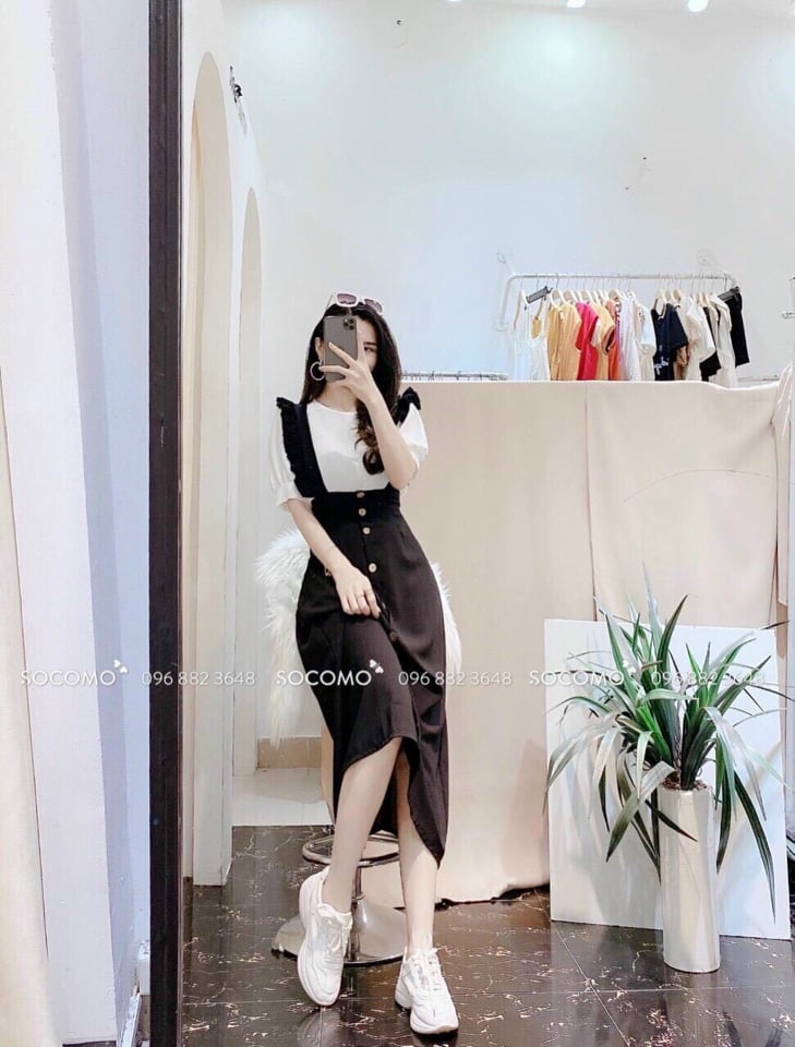 Sét Váy Yếm Ulzzang Phong Cách Hàn Quốc Kèm Áo Sơ Mi ( Video + Ảnh Thật  Shop Tự Chụp) | Lazada.vn