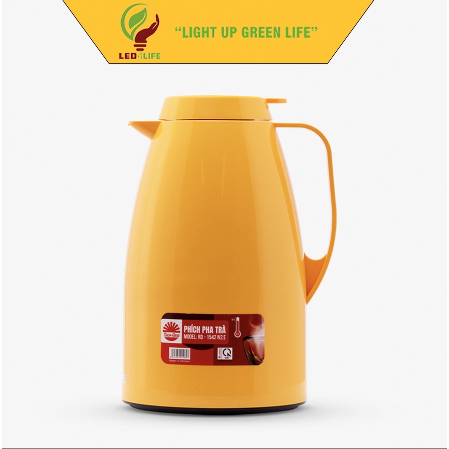 Phích Pha trà 1,5 Lít Vỏ nhựa ABS RẠNG ĐÔNG Model: RD-1542 N2.E