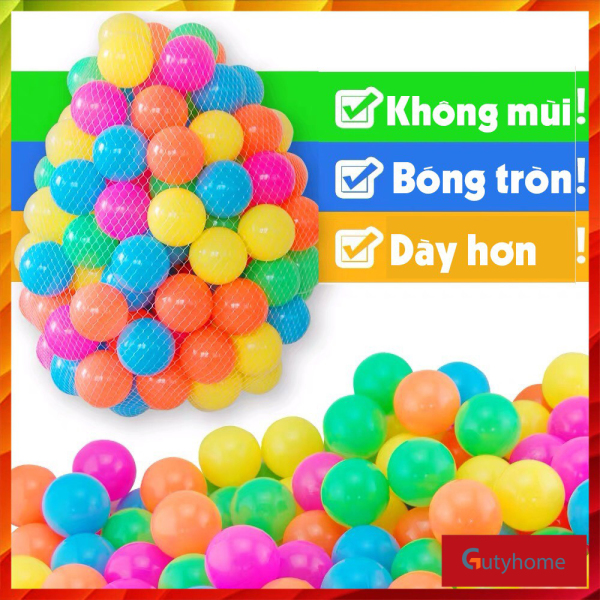 Túi 100 quả bóng nhựa nhiều màu, banh nhựa cho bé thỏa sức vui chơi (khoảng 95 - 100 bóng ) [ Hot 2021 ]  hàng Việt Nam, Bóng Nhựa Nhà Banh Đồ chơi trẻ em cho bé chơi nhà bóng lều bóng - Guty Home