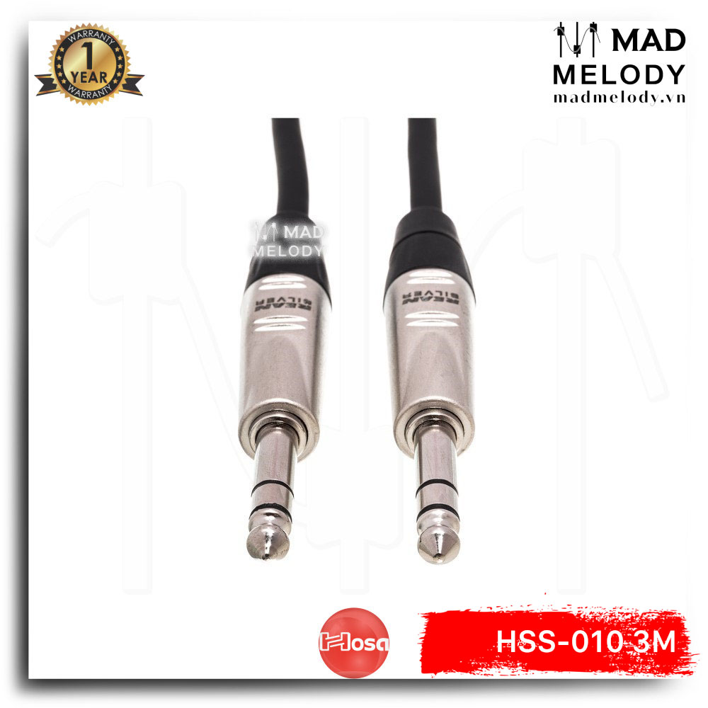 Hosa Pro Balanced Interconnect HSS-010 (3m) (REAN 1/4in TRS - 1/4in TRS) [Dây cáp 6ly TRS đầu REAN NEW]
