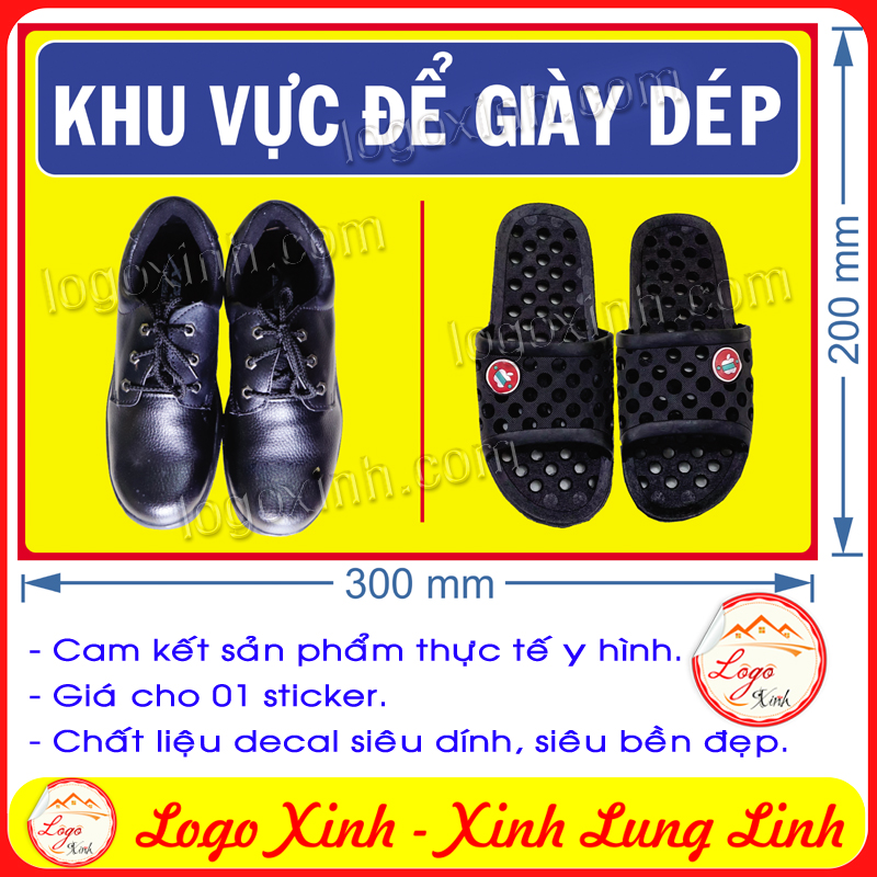 Logo tem sticker khu vực chỗ để giày dép, nơi để giày dép, shoes sandal storage place,- dùng cho công ty, văn phòng, nhà xưởng.....