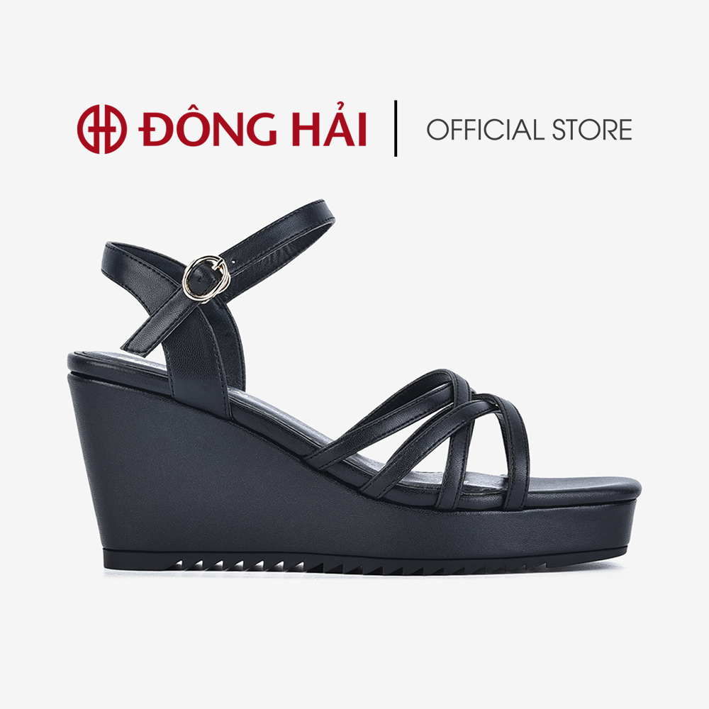 Giày sandal đế xuồng đông hải quai đan chéo 9cm - s81o8