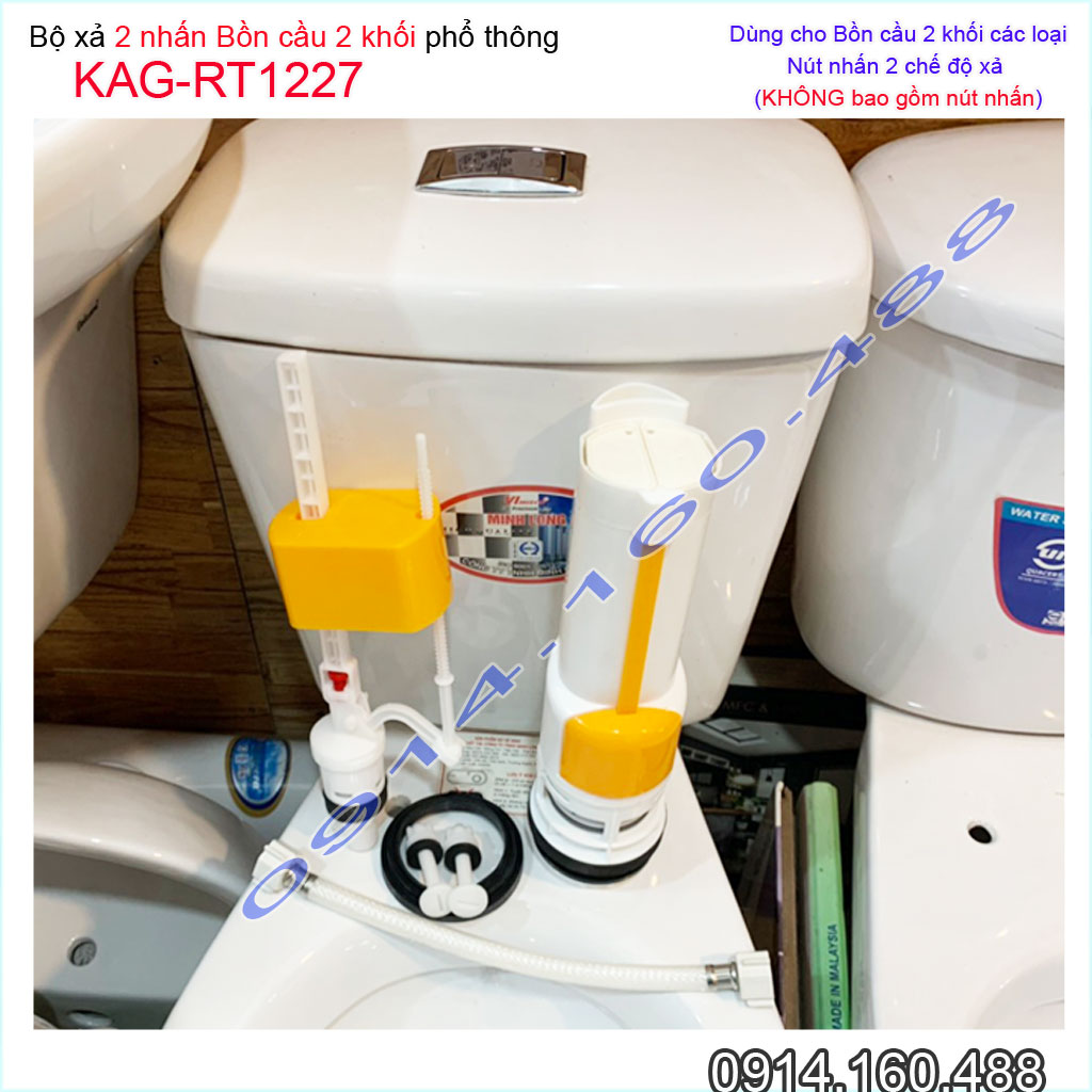 [HCM]Bộ xả bồn cầu két nước rời 2 nút nhấn Tasaco KAG-RT1227 trọn bộ xả 2 nhấn bàn cầu nhấn êm xả tốt siêu bền