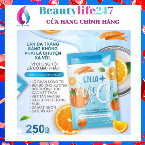 [HCM]Viên uống trắng da collagen COLLA VIT C PLUS THÁI LAN (gói 60 viên)