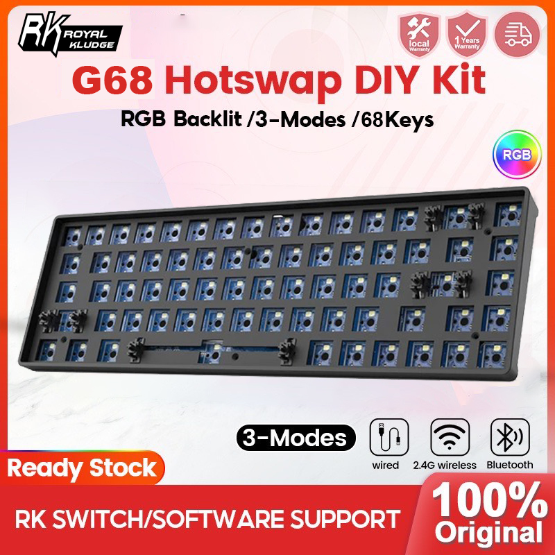 KIT RK G68 - Kít bàn phím cơ Royal Kludge RK G68 Layout 65% Kết nối Bluetooth 5.0, USB 2.4G Và Cáp Typ C - CHÍNH HÃNG