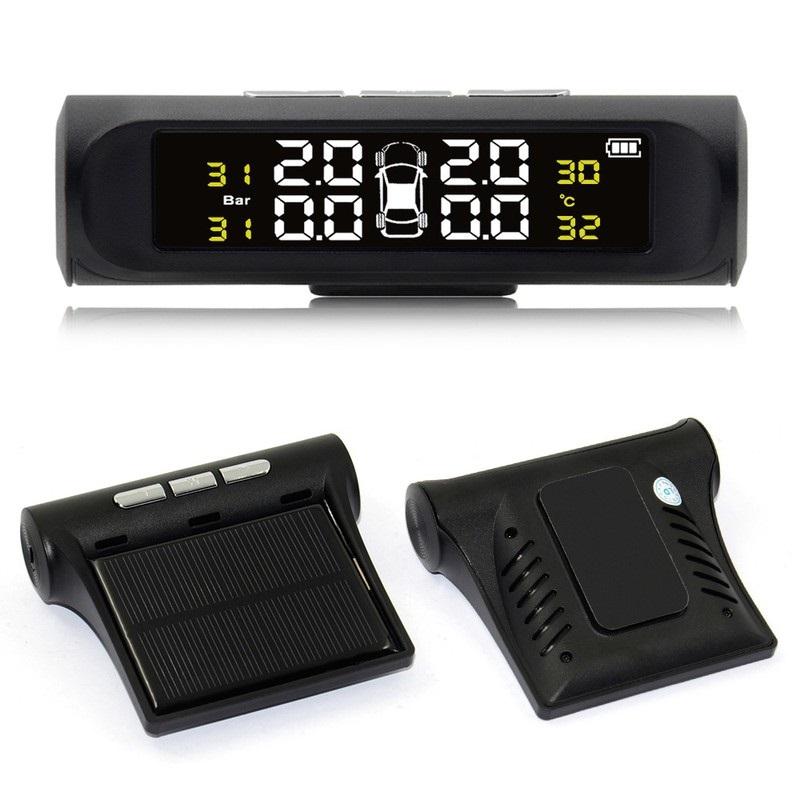 Thiết bị đo áp suất lốp ô tô TPMS gắn ngoài sử dụng năng lượng mặt trời tích hợp cổng sạc usb. Tặng kèm bảng ghi điện thoại. Car Tire Pressure Monitor TPMS with Parking Card Solar Charging System LCD Display Temperature Monitoring TMPS Sensor