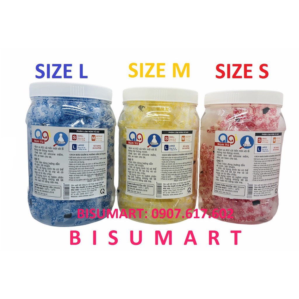 Combo 5 Núm vú Cổ Hẹp AGI SIZE S M L