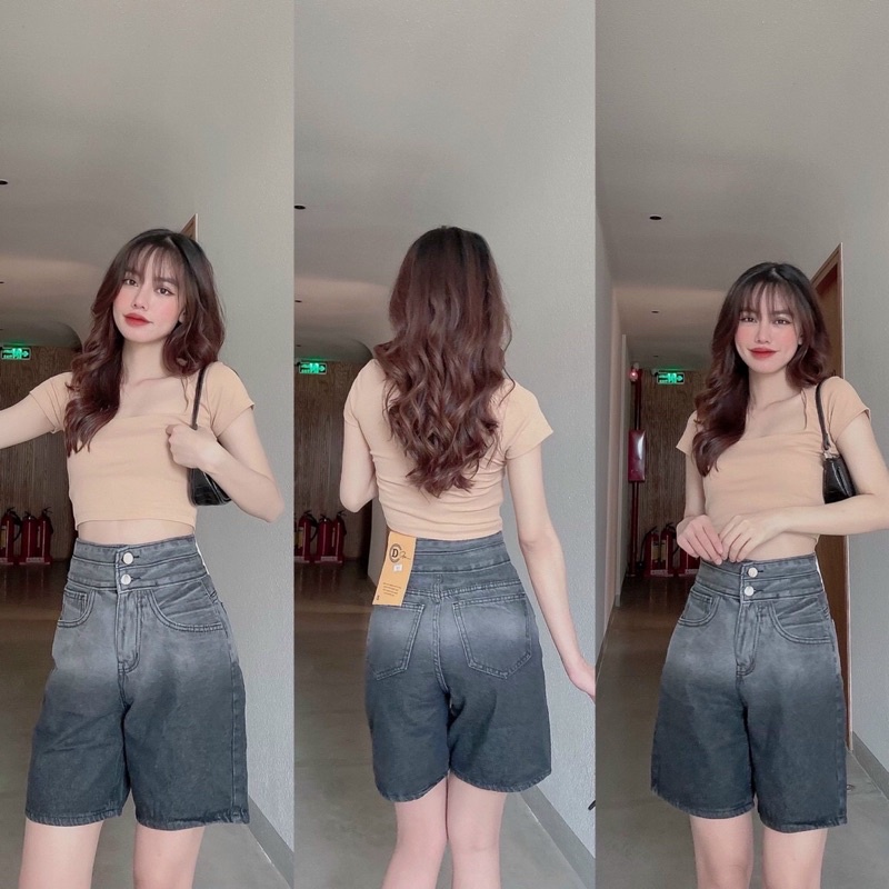 Quần Jean Ngố Trơn Lưng Cao 2 Nút (Ms 40)