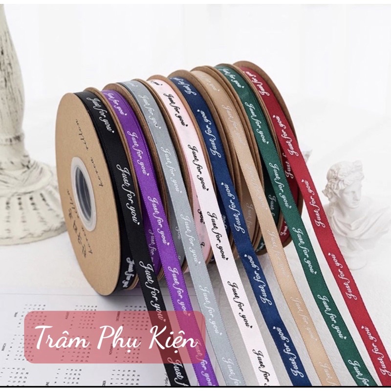 (Cuộn 50m) Ruy Băng Lụa In Chữ Bản Rộng 1cm
