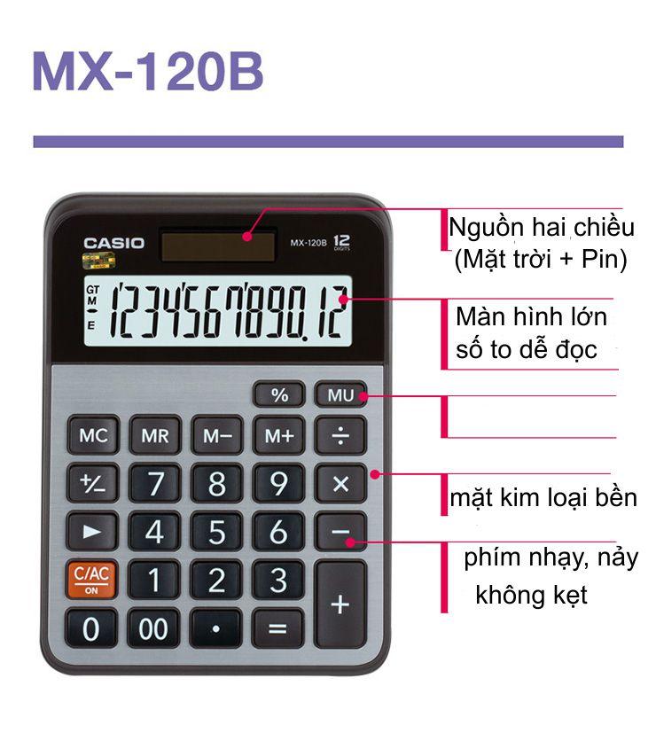 Máy tính CASIO MX-120B chính hãng, hiển thị 12 số, để bàn thông dụng nhỏ  gọn tiện lợi tính toán chính xác | Lazada.vn