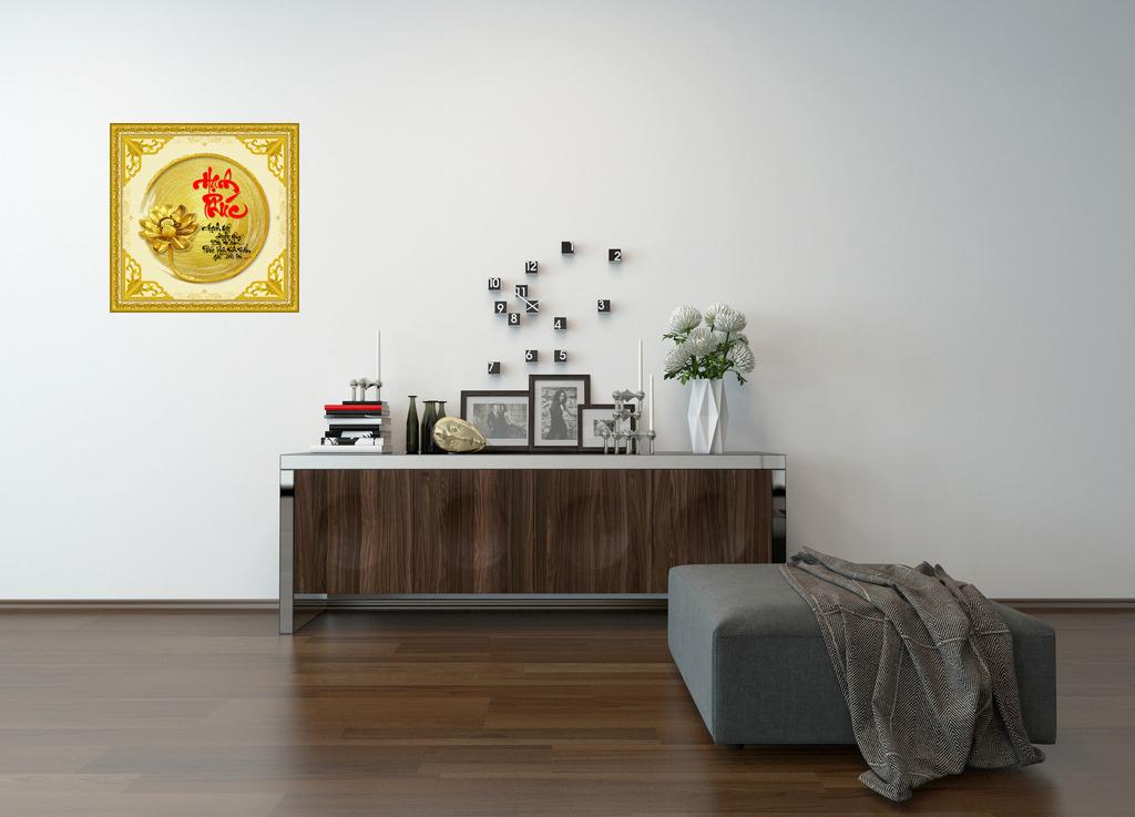 Tranh dán tường thư pháp việt vtc hạnh phúc ud0170k kim sa